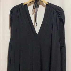 ERI + ALI BLACK DRESS ANTHROPOLOGY WATERFALL SZ M